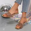 Fashion Women High Heels Sandals  2025 New Square Toe Transparent Heeled Sandals Woman Shiny Sequins Summer Fashion Glitter Shoes Women