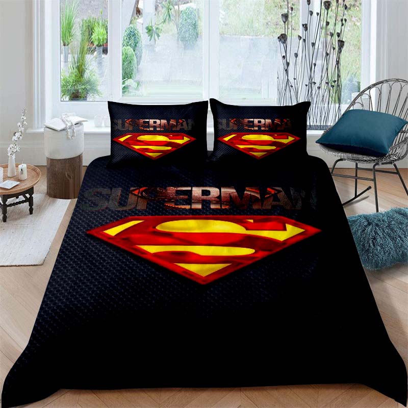 Customizable Superman childhood bedding sets, including one duvet cover and two pillowcases, perfect for home decor and a wonder