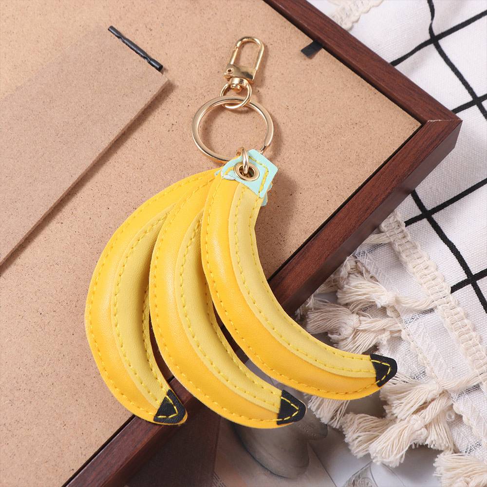 Simulation Fruit Banana Keychain PU Banana Fruit Key Ring Creative PU Leather Pendant Female