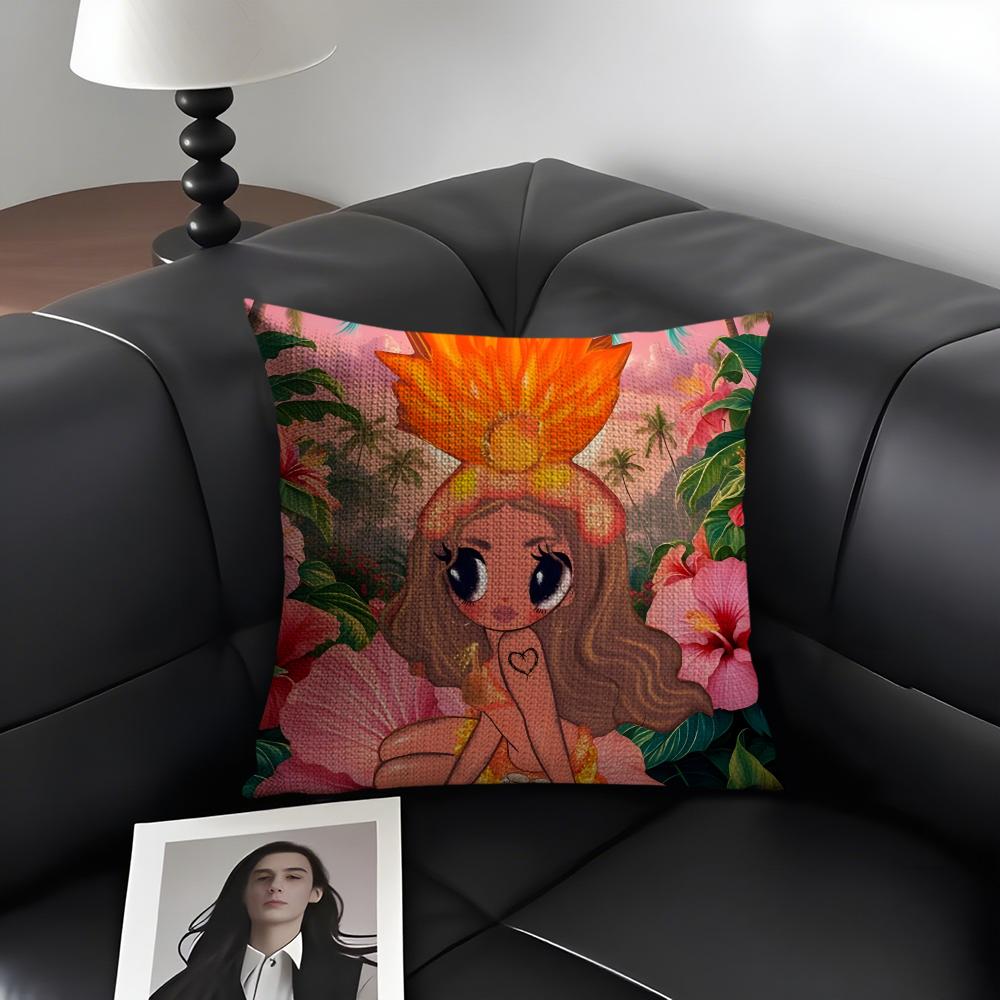 KKarol G TropicoquetA Singer Cushion Cover Natural Linen Organic Fabric DoubleSided Printing Sofa Home Decor Gift Pillow Case