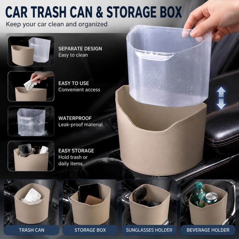 1pc Detachable Waterproof Car Trash Can - Mini Leakproof Garbage Bin & Organizer for Easy Cleaning & Tidy Interiors