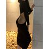 Elegant Sexy Party Hollow Out High Waist Black Dress Women Long Sleeve Slim Fit Casual Long Dress for Women Fashion Street Y2K Evening Dress 26182