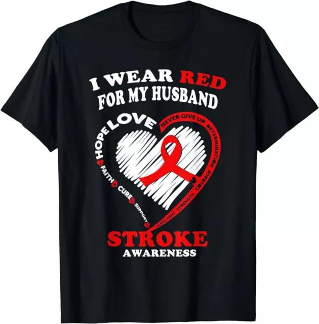 Stroke Awareness T Shirt I Wear Red For My Husband Unisex Shirt S5XL Unisex T-Shirt