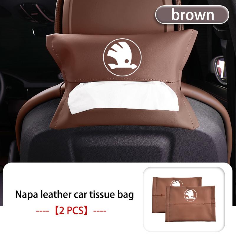 ptncy6 Car Armrest Box Seat Back Hanging Tissue Bag Cover Tissue Storage Accessories For Skoda Kamiq Karoq Octavia 2 3 Rapid Scala Kami