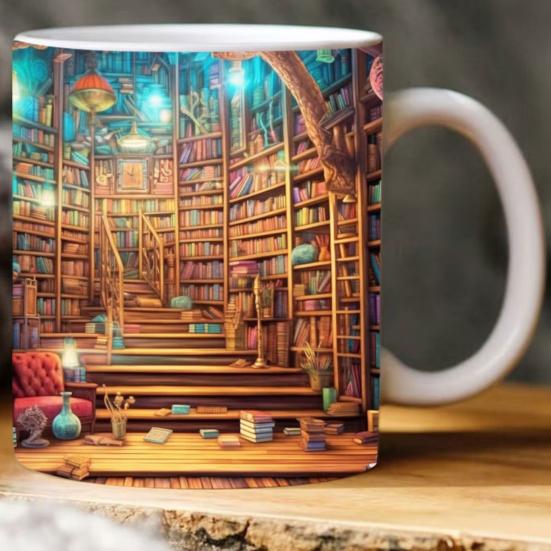 300-400 мл кофейная кружка с книжной полкой и ручкой, термостойкая керамика, пищевой многофункциональный чай, молоко, вода, полка для библиотеки, чашка для любителей книг, подарок на день рождения