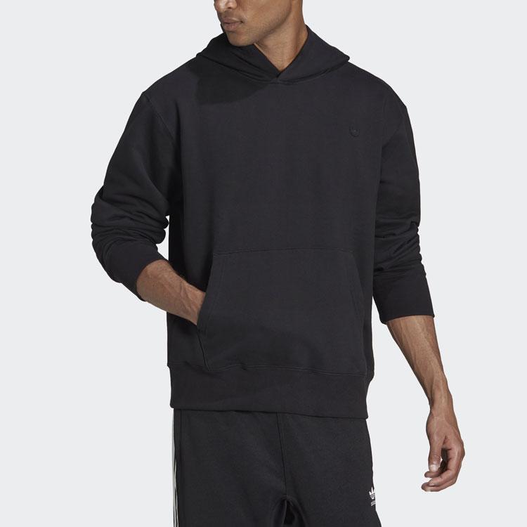 Adidas Originals Embroidered Trefoil Solid Color Hoodie Unisex Hoodie Black HF6373