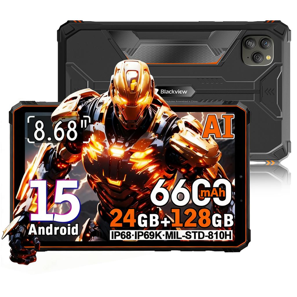 Blackview Защищенные планшеты Active 5 5G Android 15 8,68-дюймовый дисплей 8+16 ГБ ОЗУ 128 ГБ ПЗУ Планшетный ПК 6600 мАч