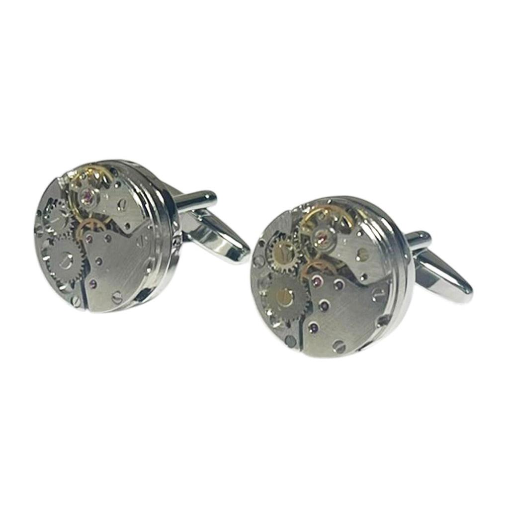 Kamakura Cufflinks Workshop Silver Round Watch Movement Cufflinks Cf270