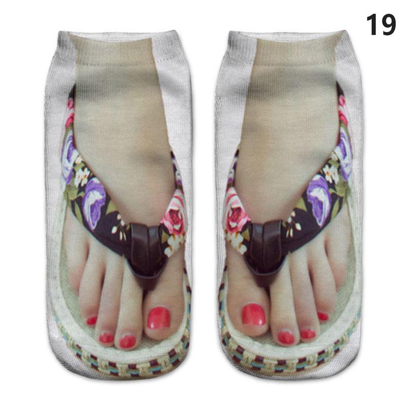 Симпатичные 3D носки со следами, женские кавайные хлопковые носки до щиколотки для девочек