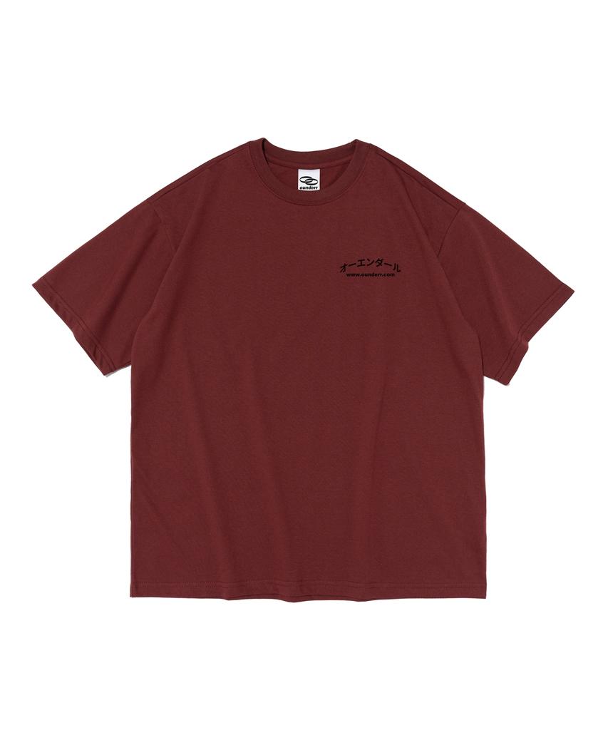 OUNDERR Skate Cat Graphic Short Sleeve T-Shirt (Wine)