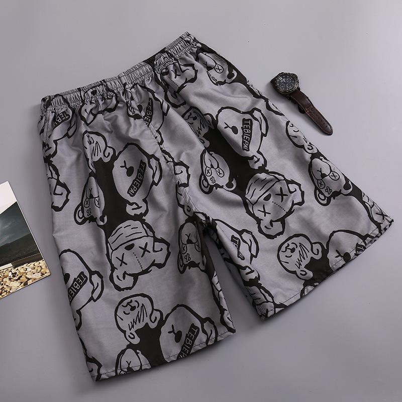 Пляжные брюки Мужские быстросохнущие свободные тонкие четверти шорты Спортивные повседневные брюки с цветочным принтом