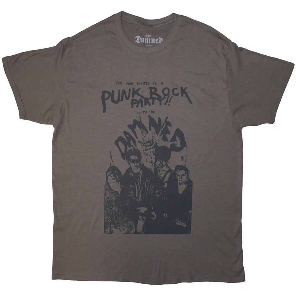 The Damned Unisex T-Shirt: Party Flyer (Grey) (Large)
