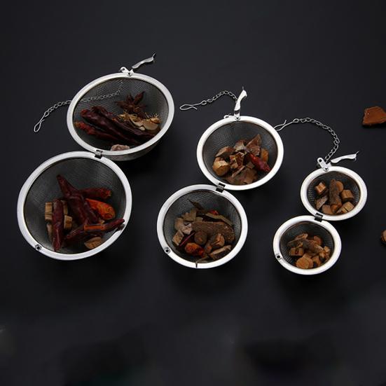 Многоразовый сетчатый шариковый фильтр из нержавеющей стали для травяного чая, ситечко для заварки специй