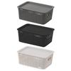 1/6Pcs Storage Baskets with Lid Large Capacity Hollow Breathable Design Stackable Decorative Storage Bin Toys Container