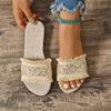 Модные женские летние плетеные из соломы повседневные тапочки, уличные эспадрильи, шлепанцы, модные женские сандалии и тапочки на плоской подошве, большой размер 36-43