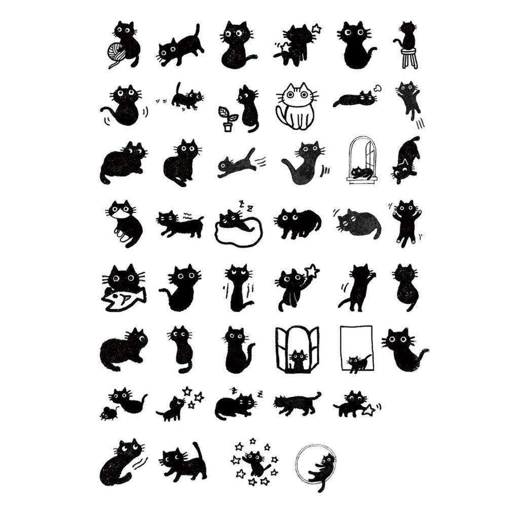 45pcs Cat Theme Sticker Self Adhesive DIY Kawaii Decorative Stickers for Calendar Notebook