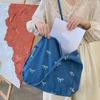 Однотонная джинсовая сумка-тоут большой вместимости, модный узор с бантом, на плечо, женская сумка, зимняя, повседневная, для путешествий, для покупок, сумки MIT