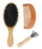 PUZESHUN Bamboo Hair Brush with Pig Bristle and Nylon Scalp Smooth Wooden Comb with Cleaning Handcrafted by Perfect Gift for or Warranty Teeth,