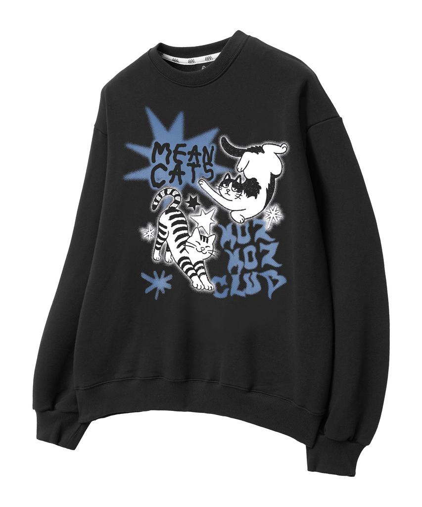 MOZMOZ Mincats Graphic Oversized Sweatshirt Black