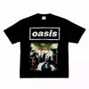 OASIS Футболка с логотипом группы Oasis Повседневная в стиле High Street Винтажная с коротким рукавом Цифровая прямая печать С круглым вырезом