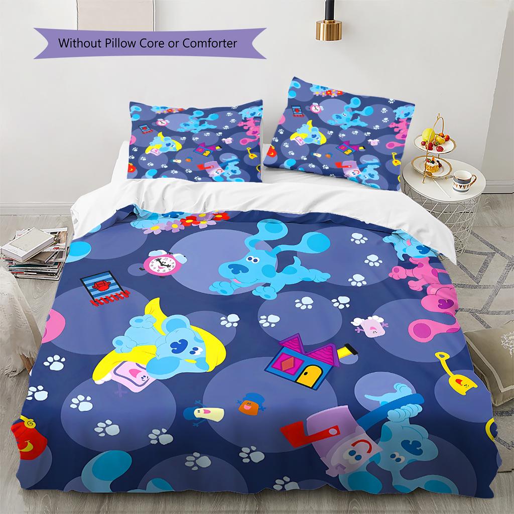 Blue's Clues Pattern Bedding,Quilt Set Quilt Cover Pillowcase Home Birthday Gift (1 * duvet cover + 2 * pillowcase, without core)