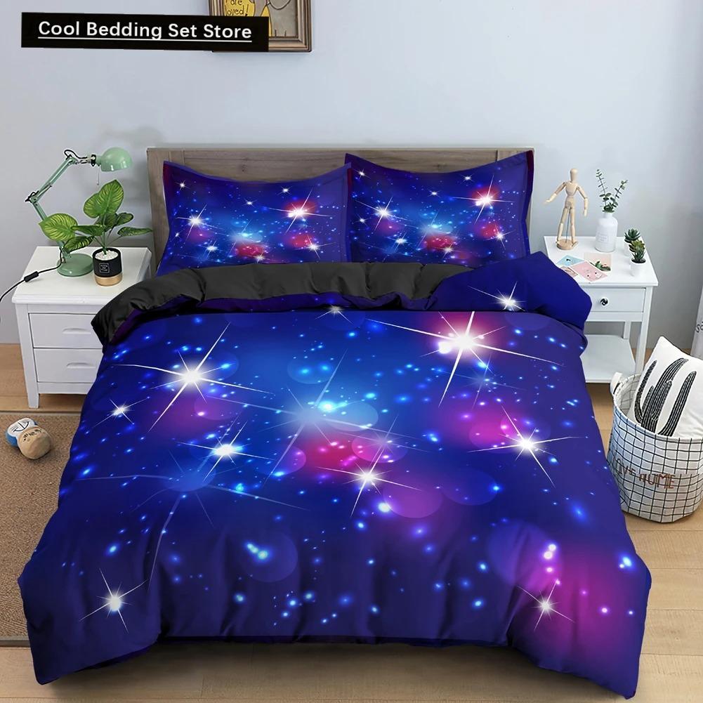 Пододеяльник Starry Sky King Queen, комплект постельного белья Colorful Galaxy, 23 шт., блестящий полиэстер, одеяло, чехол