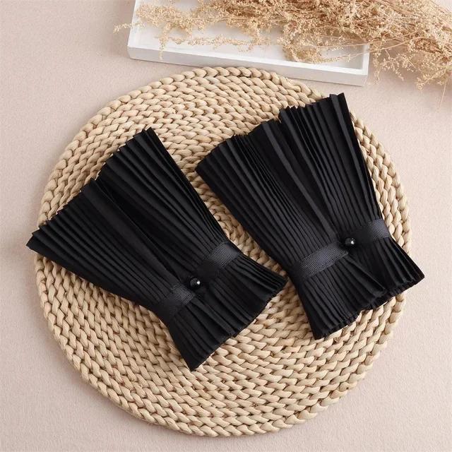 Women Detachable Sleeve Fake Cuffs Female Lace Thin Pleated Flare Sleeve False Cuffs Ruffles Wristband Decorative Accessory
