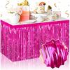 3 Pack 29 x108 Inch Blue Foil Fringe Table Skirts Metallic Banner for Tel Streamer Garland Backdrop for Parade Floats Mother's Day, Graduate,