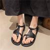 Flat-soled Sandals Women's Summer 2025 New Versatile Fashion Pinch Beach Shoes One-word Buckle Roman Shoes