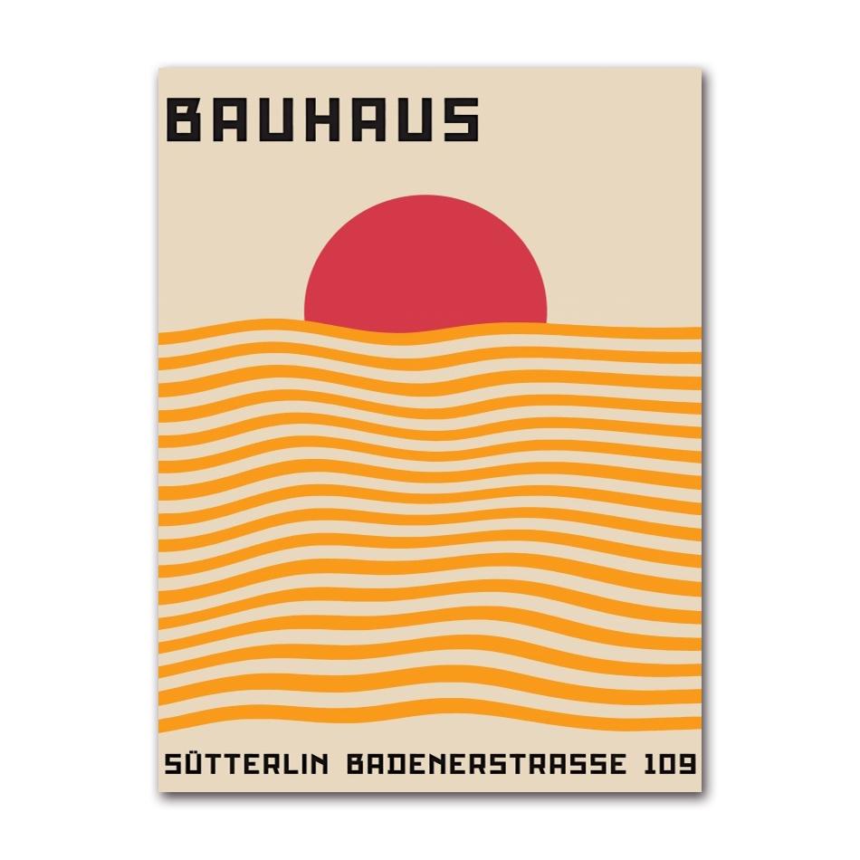 Bauhaus modern geometric abstract sun display nordic wall art painting on canvas poster and printing photos for living room