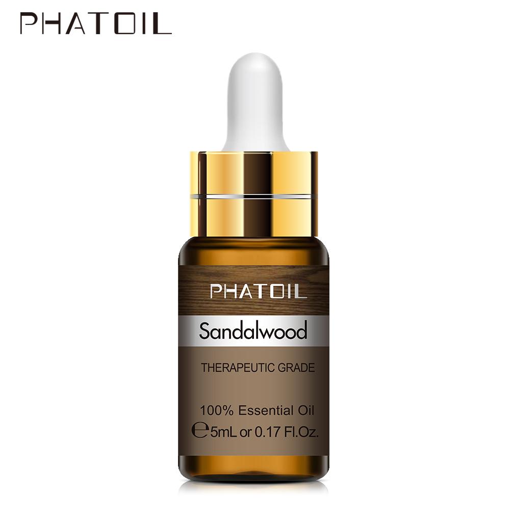 PHATOIL 5ML Rose Jasmine Lavender Plant Essential Oil with Dropper Purify the Air Bactericide Spa Body Care Vanilla Eucalyptus Tea Tree Oil