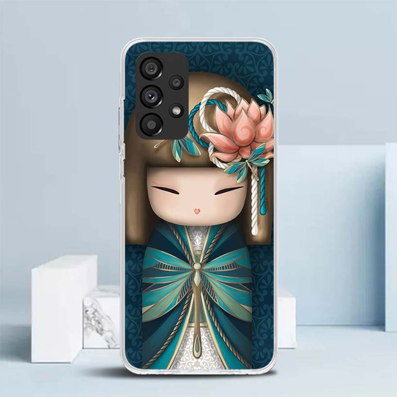 Чехол Kokeshi Doll Kimono Girl Мягкий для Samsung Galaxy A17 A37 A57 A16 A26 A36 A56 A15 A14 A55 Чехол для телефона A13 A53 A25 A35 A24 A3
