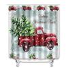 Christmas Shower Curtain Floor Mat Combination Four-Piece Set Bathroom Toilet Carpet Shower Room Mat Foot Mat