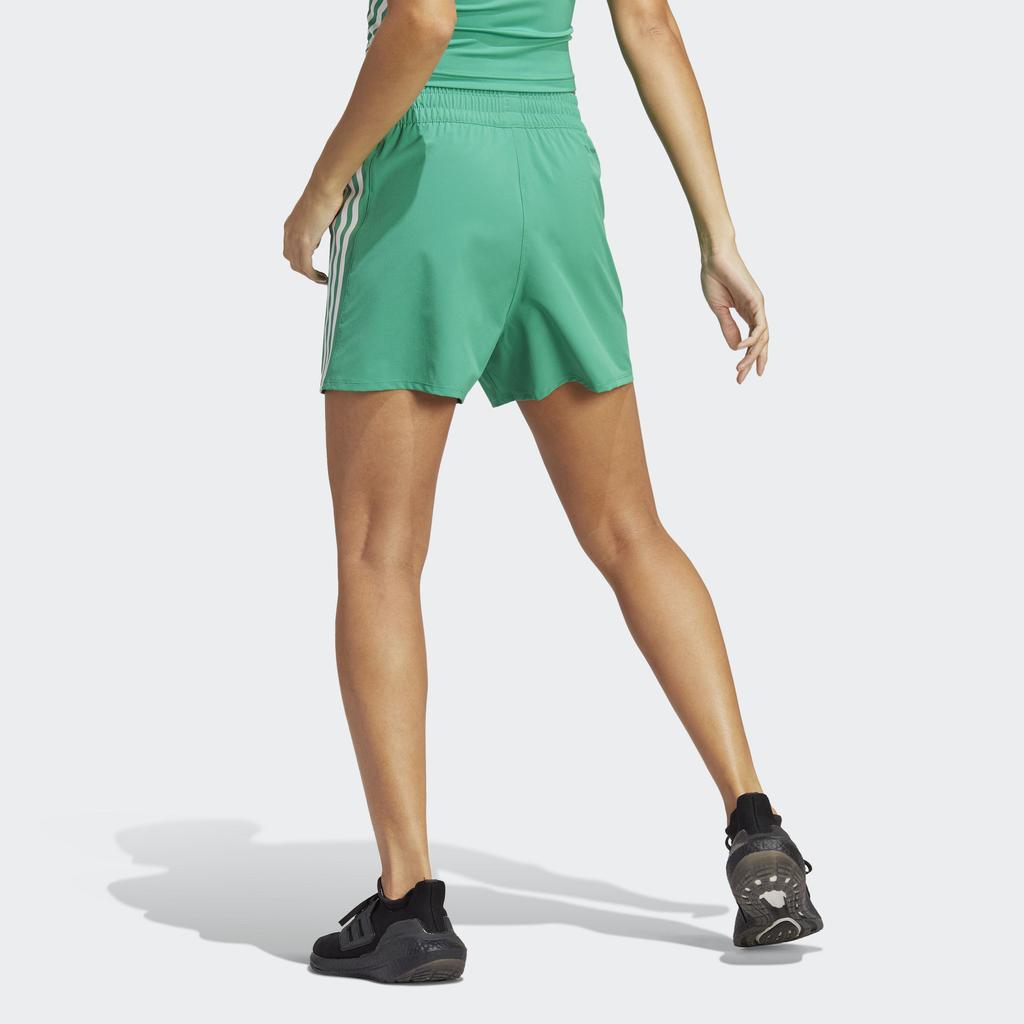 Adidas Шорты с тремя полосками и логотипом, женские брюки, зеленые HS2363