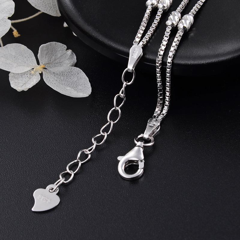 Lindon Women Zircon 925 Sterling Silver Jewelry Geometric Bead Chain Link Bracelet Fashion Fine Wedding Gift for Girlfriend