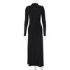 Backless Sexy Black Evening Dress Women's Summer Slim High Waist Long Sleeve Dresses Female Vacation Fashion Elegant Side Slit Bodycon Dress Women