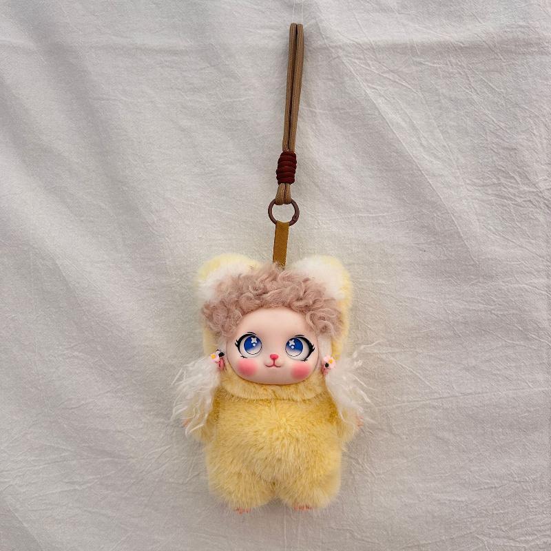 Cute Cartoon Fluffy Curly Hair Vinyl Face Plush Doll Pendant Backpack Hangings Decoration Gifts
