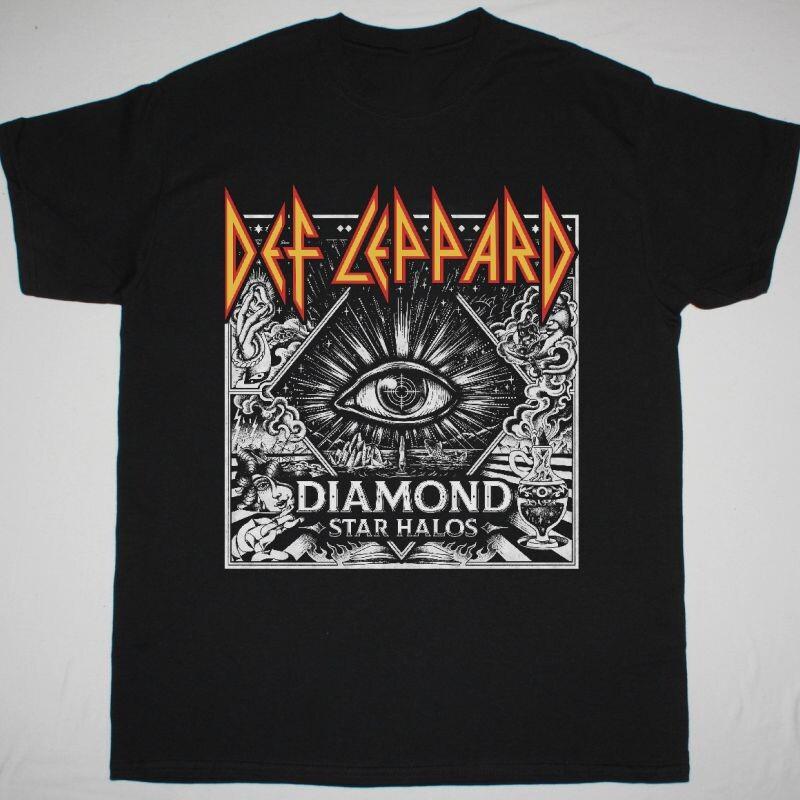 Vtg DEF LEPPARD DIAMONDS STAR HALOS Cotton Black For Men Shirt MM118 Unisex T-Shirt