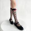 Black White Nylon Long Socks Stockings Women Ultra-thin Transparent Polka Dot Crystal Silk Socks Cute Bow Sweet Girls Knee Socks