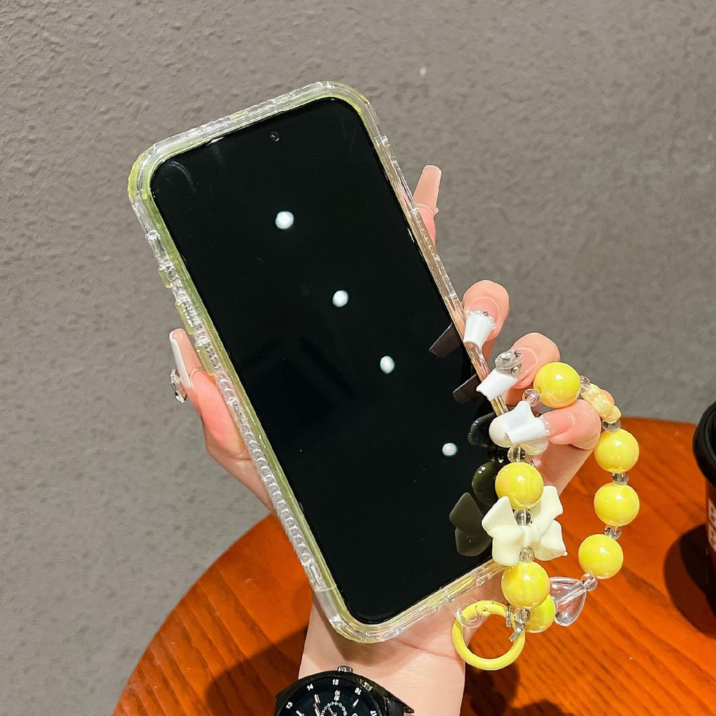 For iPhone 17 Pro Max Case Anti-Drop Glitter Design PC + TPU Phone Cover with Strap