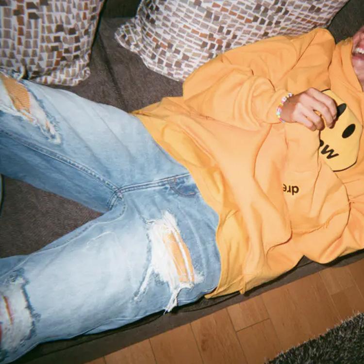 Drew House Smiley Collection Jeans Unisex Vintage Indigo Moderate Ripped Pants DR-SS20-011