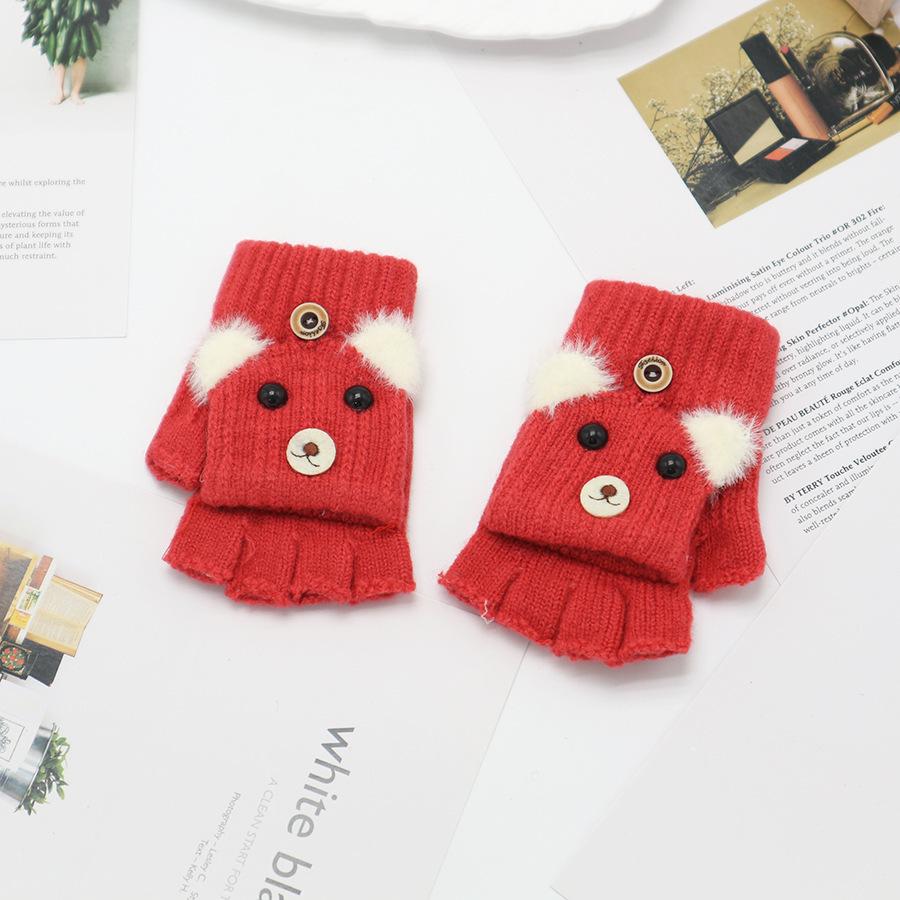 Kids' Winter Fingerless Flip-Top Writing Gloves – Warm Half-Finger Gloves for Boys & Girls