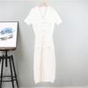 Летнее женское трикотажное платье с коротким рукавом Однотонное, подчеркивающее темперамент, стройнящее миди-платье