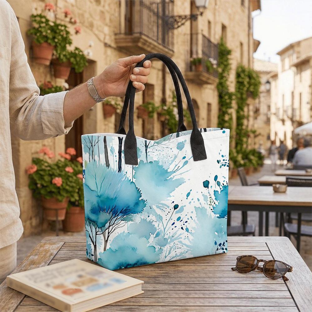 Watercolor Tree Tote Bag Casual Large Capacity Daily Carry Handbag for Outdoor Shopping Travel