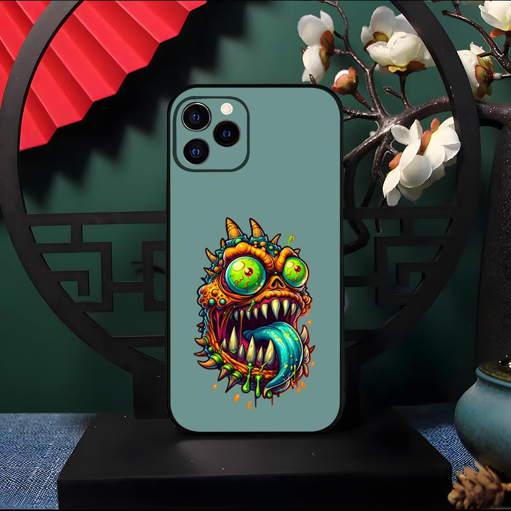 Неоновый Глазастый Мозговой Инопланетный Монстр Чехол для Телефона Для IPhone 17 Pro Max 16 15 14 Pro Max 13 11 Air Plus Силиконовый Чехол