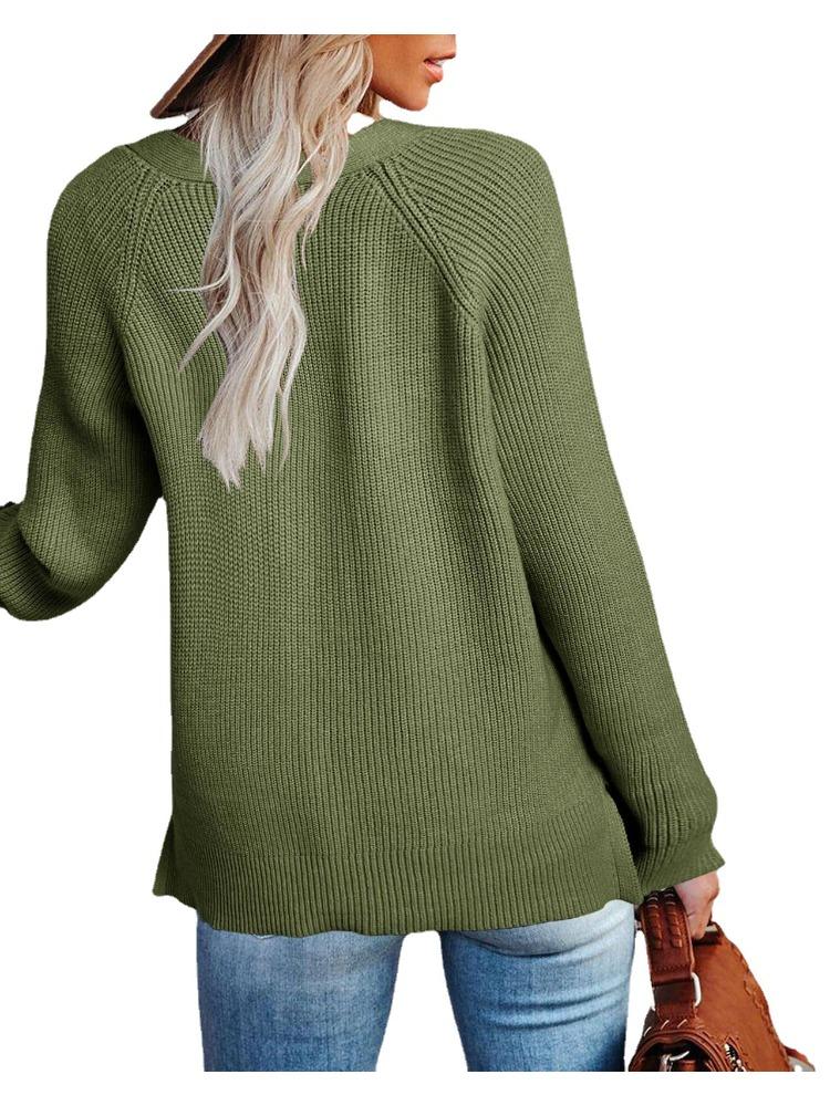 Женский вязаный пуловер на пуговицах с V-образным вырезом, с длинным рукавом, осенне-зимний трикотаж, роскошный, свободного кроя, облегающий и универсальный топ