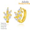 Marquise Cut Zircon Hoop Earrings Minimalist 925 Sterling Silver Gold Plated Small Tree Leaf Daily Wear Jewellery for Woman