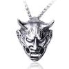 Retro Japanese Prajina Ghost Mask Pendant Necklace For Men Fashion Stainless Steel Biker Necklace Punk Hip Hop Gothic Jewelry