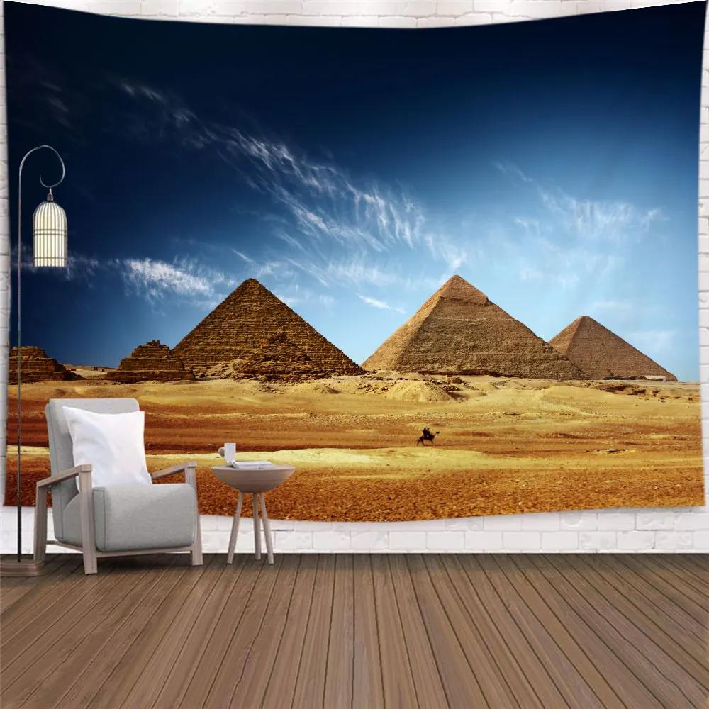 Egypt Travel Tapestry Wall Hanging Egyptian Sacred Pyramid History in Desert Nature SunshineHome Decor Tapestries Wall Blanket
