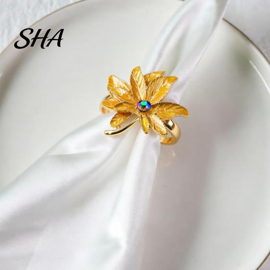 Decorative Napkin Ring 5Pcs Rings, Maple Leaf Design Holders, Waterproof Elegant Rings Anti-Oxidation for Wedding Banquets And Restaurants Metal